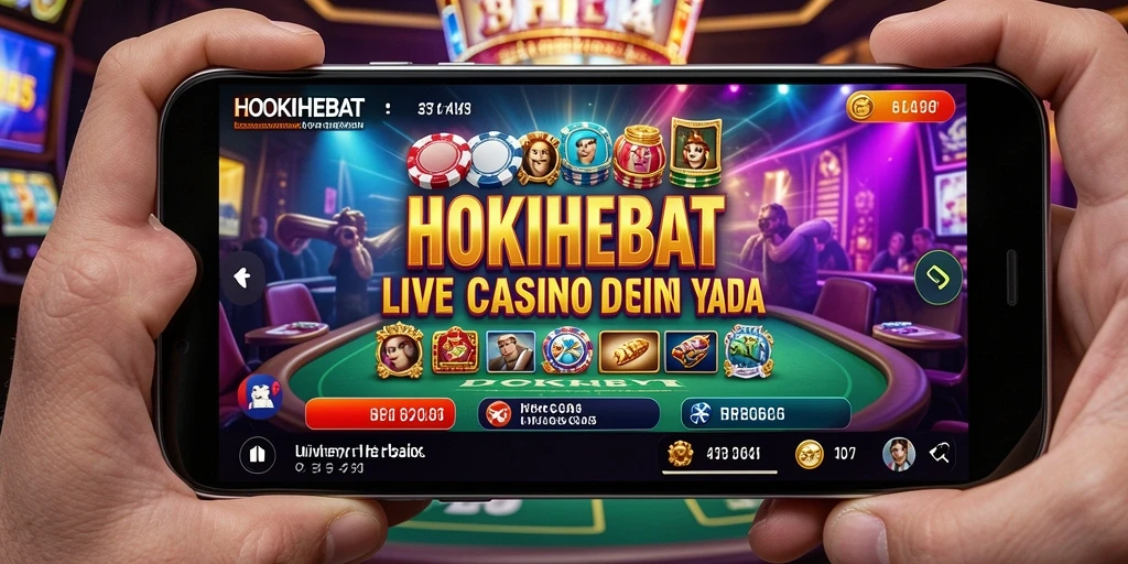 Tangkapan layar gameplay HOKIHEBAT menampilkan dealer live yang interaktif dan permainan seru.