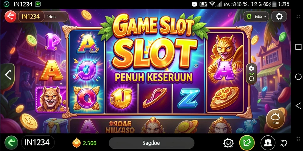 Tangkapan layar menarik dari gameplay Slot IN1234 yang menampilkan simbol dan fitur bonus.