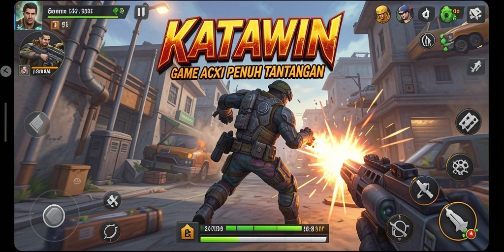 Tampilan gameplay seru dalam KATAWIN dengan aksi mendebarkan.