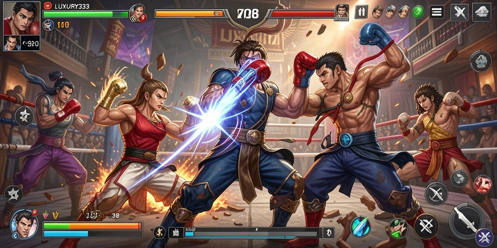 Gameplay pertarungan seru dalam LUXURY333 yang menampilkan aksi mendebarkan.