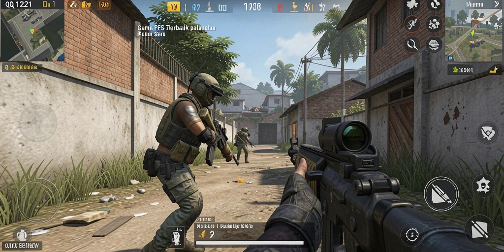Screenshot gameplay QQ1221 yang menampilkan aksi seru di medan perang.